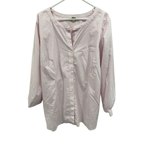 Duluth Trading Tops - Duluth Trading Women's XXL Pink Striped Plus Button-Up Tunic Top Long Sleeve